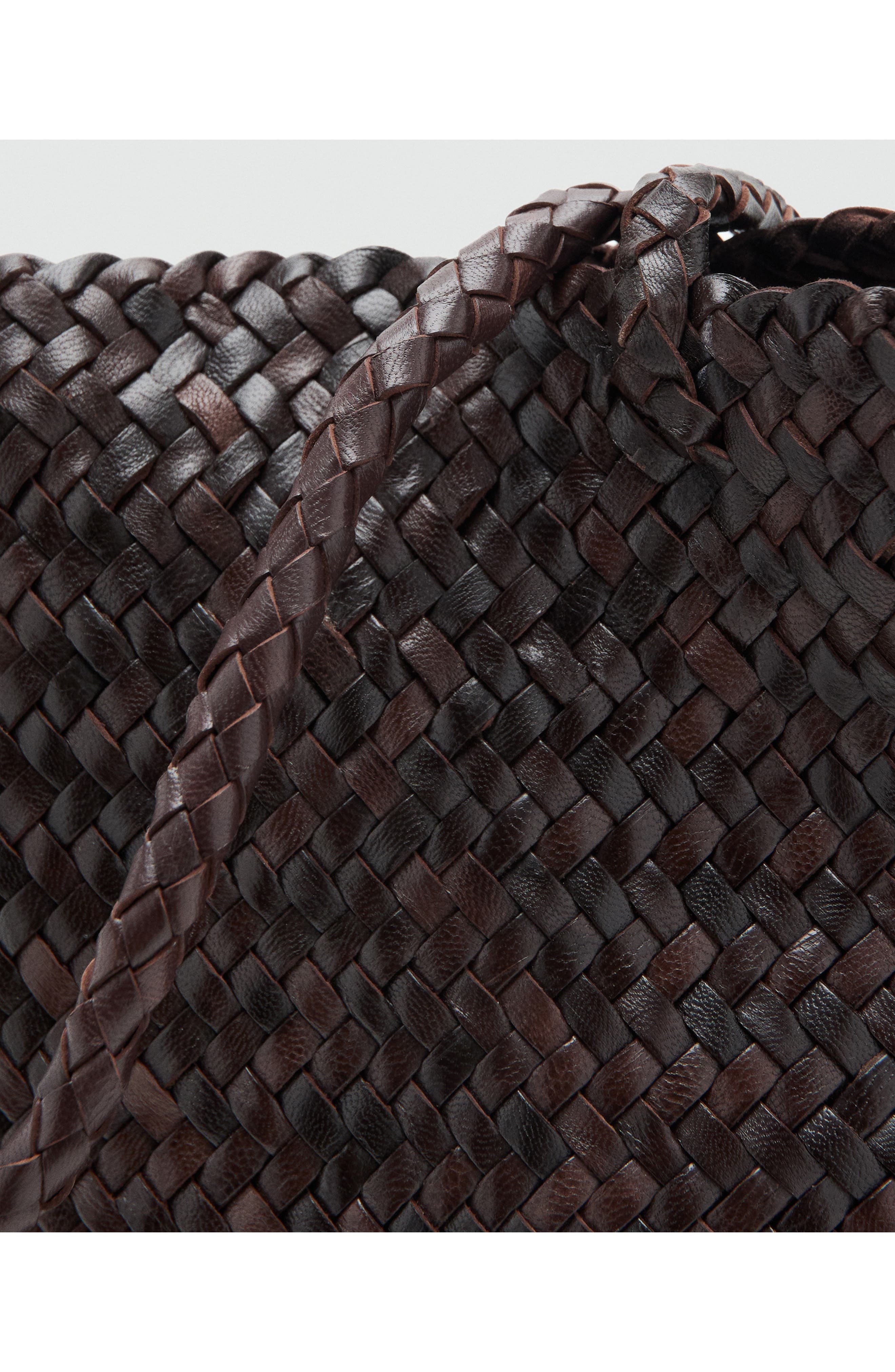 Braided Woven Leather Shopper Bag, Alternate, color, CHOCOLATE