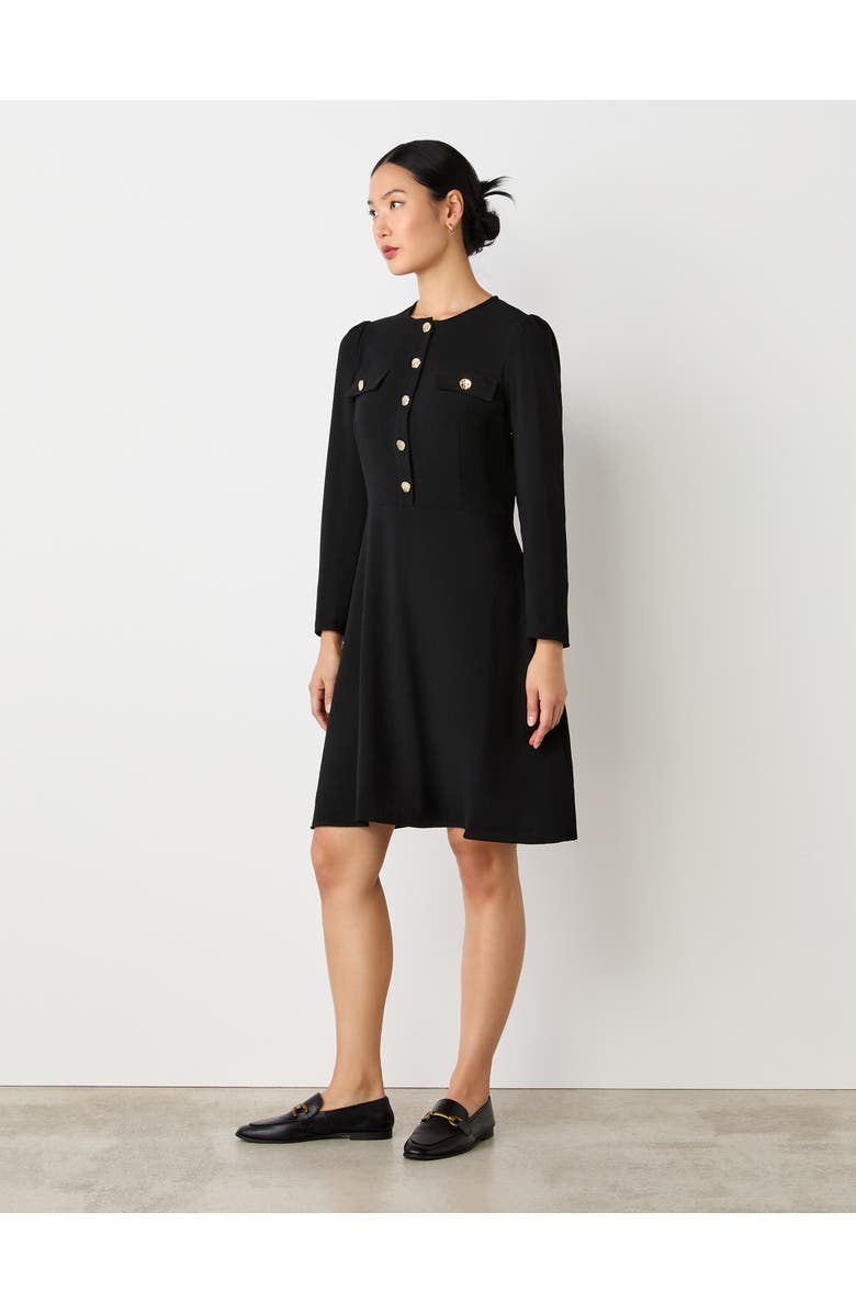 Finery London Evie Long Sleeve Crepe Short Dress, Main, color, Black