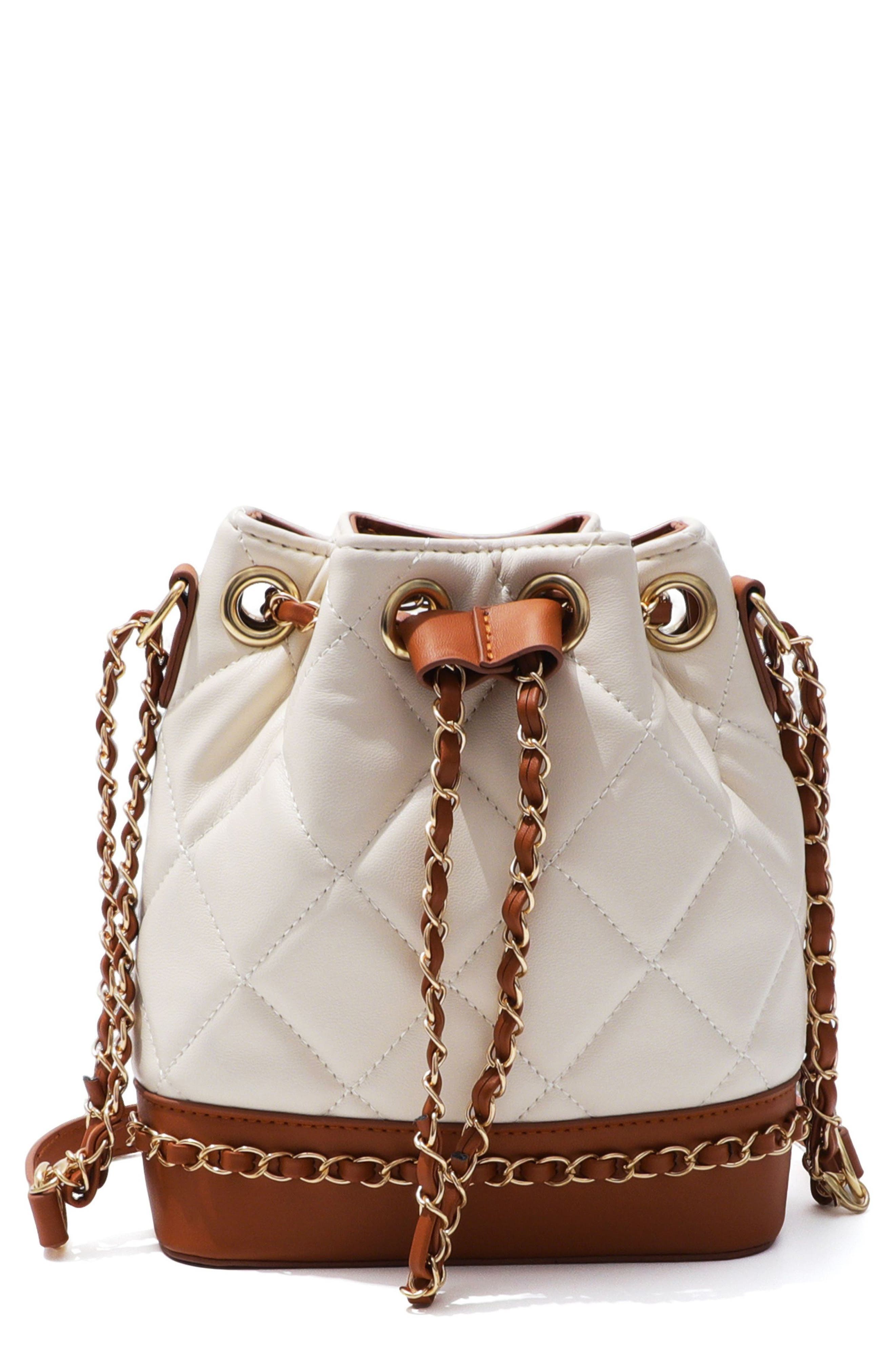 Two Tone Faux Leather Bucket Bag