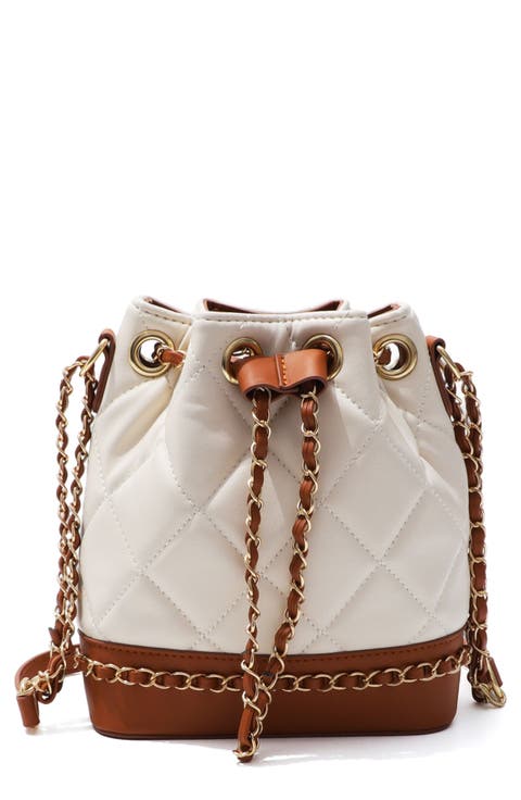 Two Tone Faux Leather Bucket Bag