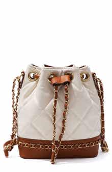 Two Tone Faux Leather Bucket Bag