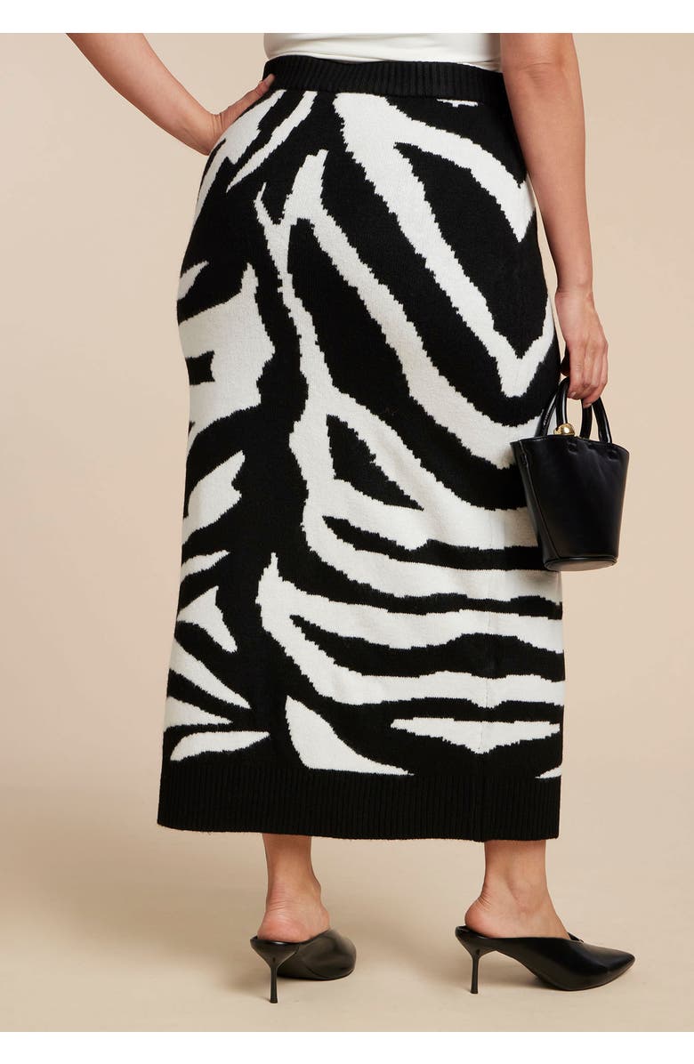 ELOQUII Intarsia Maxi Skirt, Alternate, color, Zebra Love