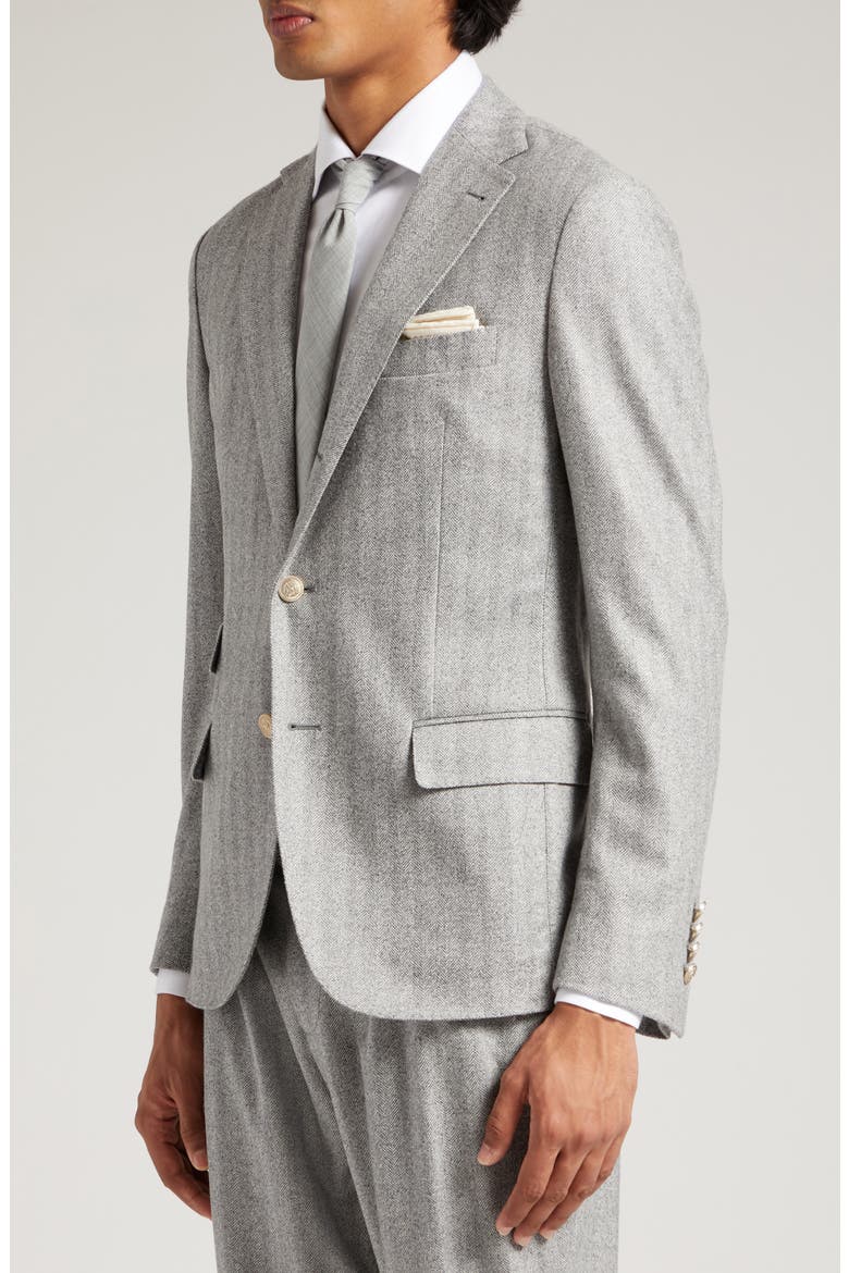 Herringbone Virgin Wool Suit, Alternate, color, MEDIUM GREY