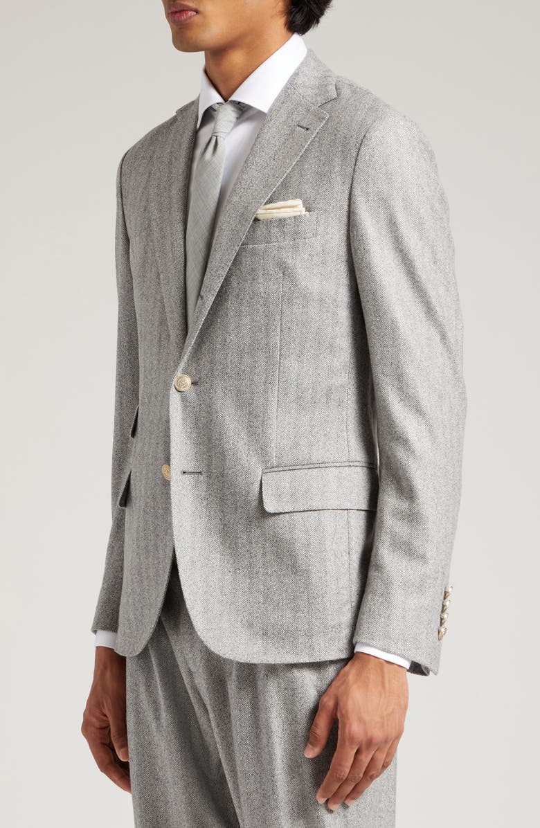 Eleventy Herringbone Virgin Wool Suit, Alternate, color,