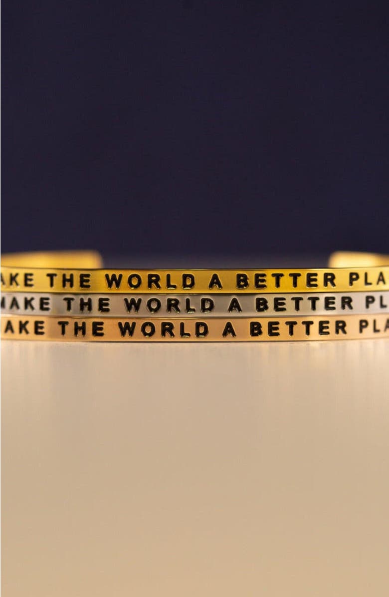 Mantra You Make The World A Better Place bracelet, Alternate, color, Outside - Silver