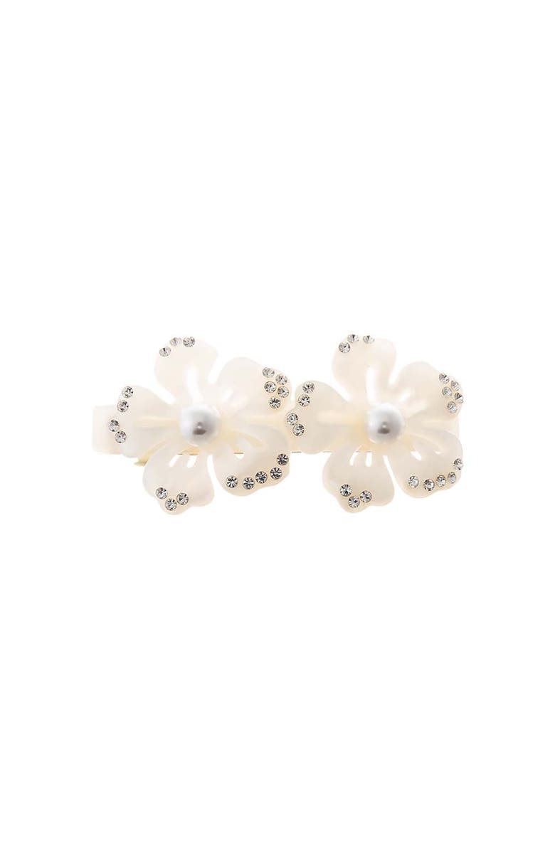 BY ADINA EDEN MOP Double Cutout Flower Hair Barrette, Main, color, Ivory