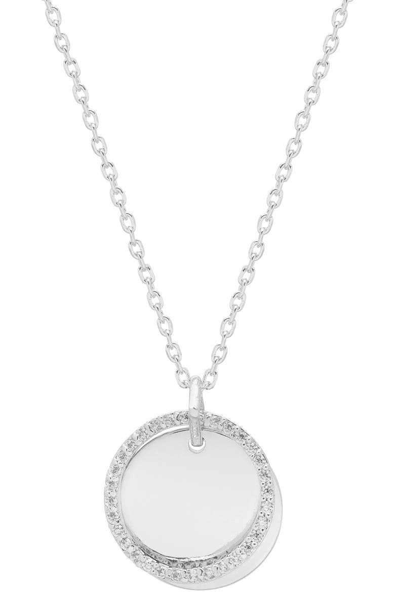Estella Bartlett Cubic Zirconia Disc Pendant Necklace, Main, color,
