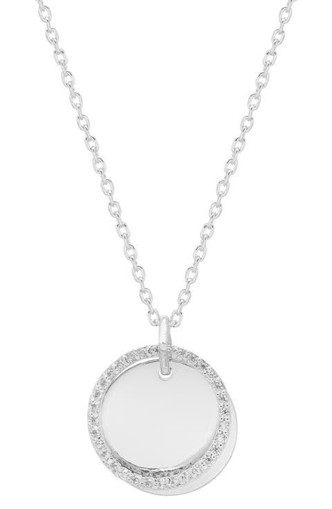 Cubic Zirconia Disc Pendant Necklace