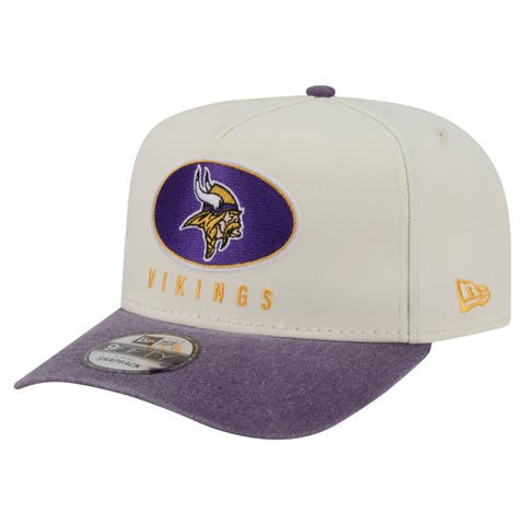 Men's New Era Cream/Purple Minnesota Vikings Washed A-Frame 9FIFTY Snapback Hat