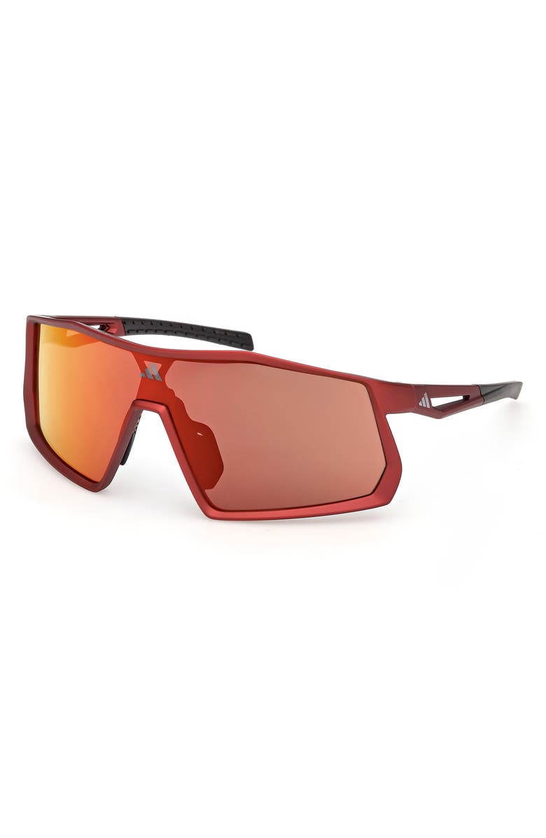 adidas Sport Shield Sunglasses, Alternate, color, Matte Red / Roviex Mirror
