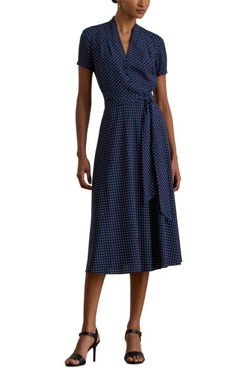 Micro Dot Crêpe de Chine Midi Dress (Regular & Petite)