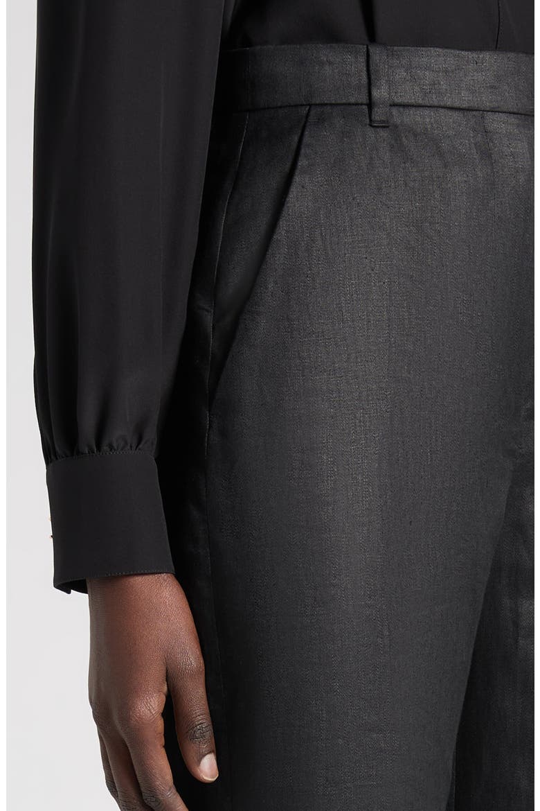 Straight Leg Linen Trousers, Alternate, color, BLACK