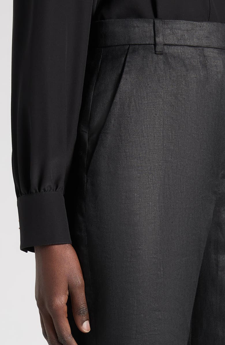 McQueen Straight Leg Linen Trousers, Alternate, color, Black