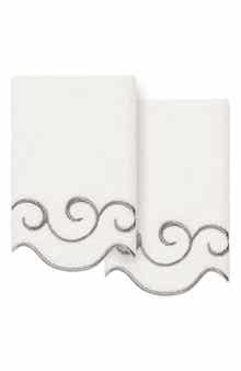 Simplicity Embroidered Scallop 2-Piece Washcloth Set
