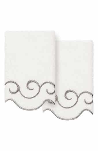 Simplicity Embroidered Scallop 2-Piece Washcloth Set