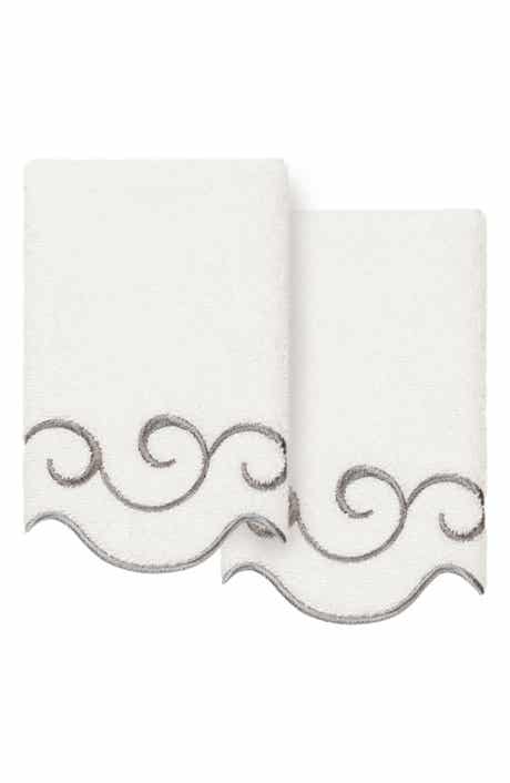 Simplicity Embroidered Scallop 2-Piece Washcloth Set