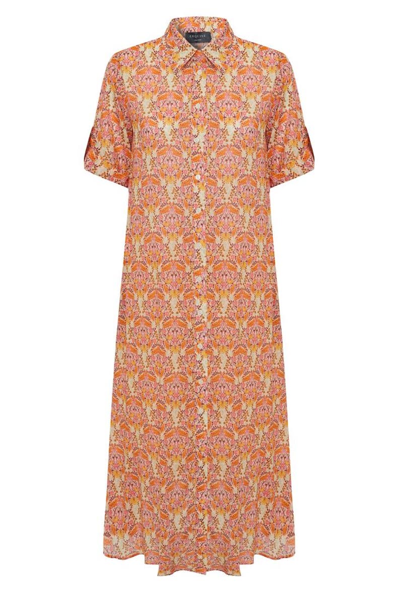 Kailani Midi Dress, Alternate, color, Orange Patterned