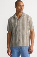 Lands' End Short Sleeve Textured Jacquard Camp Collar Shirt - Set Top