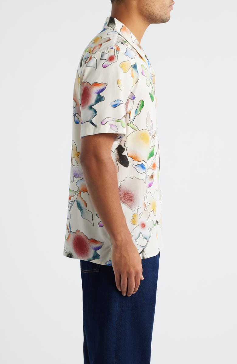 PS Paul Smith Casual Fit Floral Short Sleeve Button-Up Shirt, Alternate, color, White