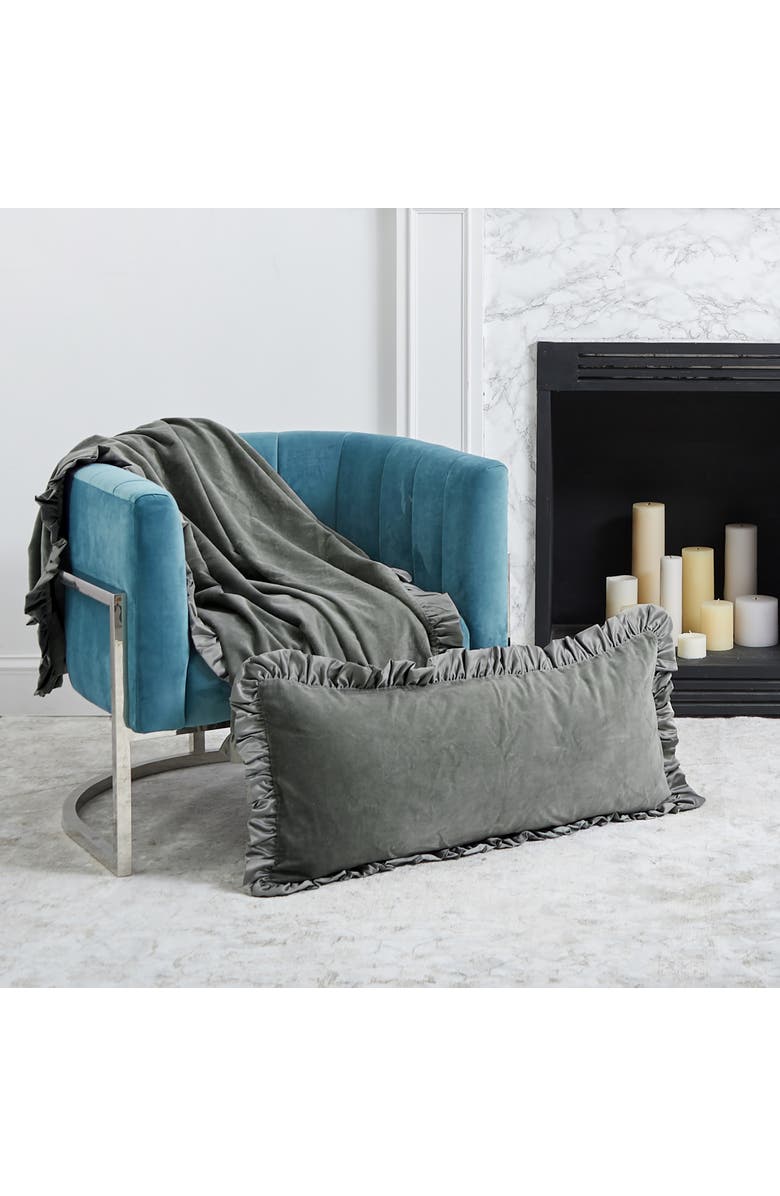 ELISABETH YORK Ishana Silver Sage Accent Throw Blanket, Alternate, color, Silver