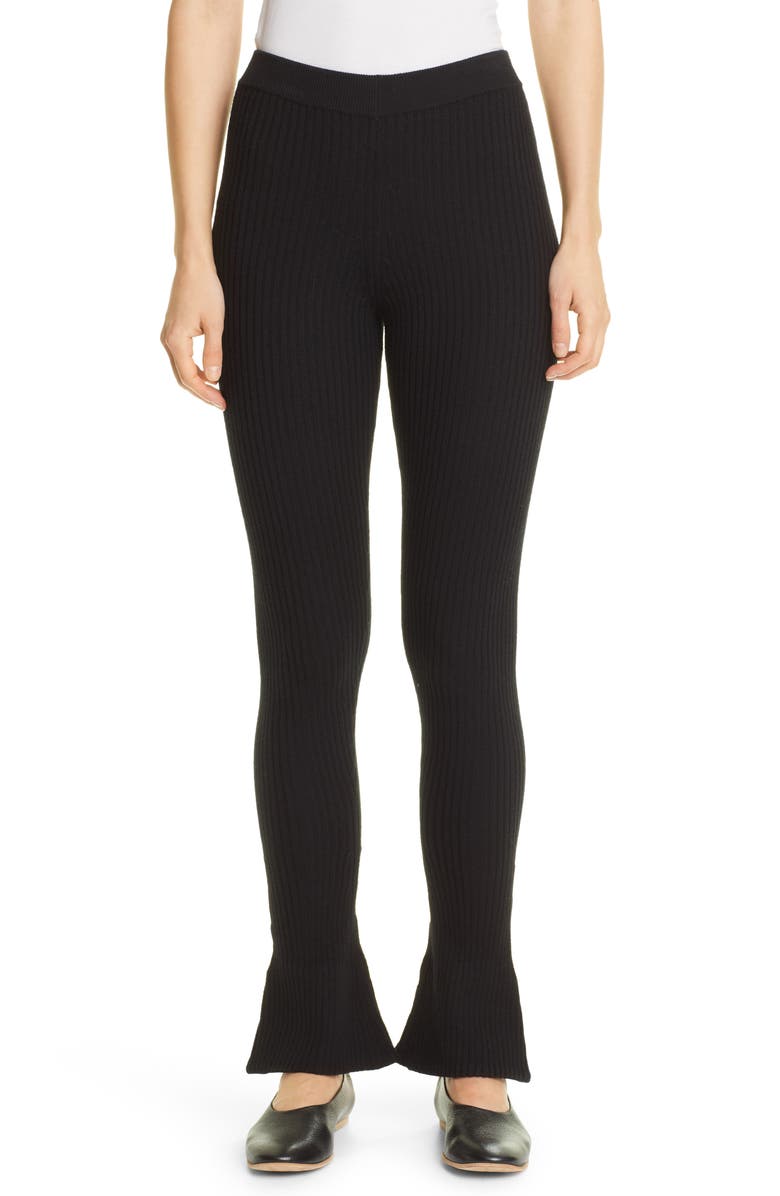 Merlette Alban Rib Stretch Merino Wool Flare Sweater Leggings, Main, color, 