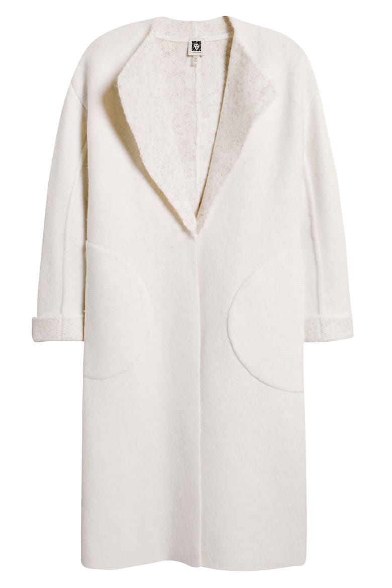 Wing Collar Sweater Coat, Alternate, color, WHITE DOVE HEATHER