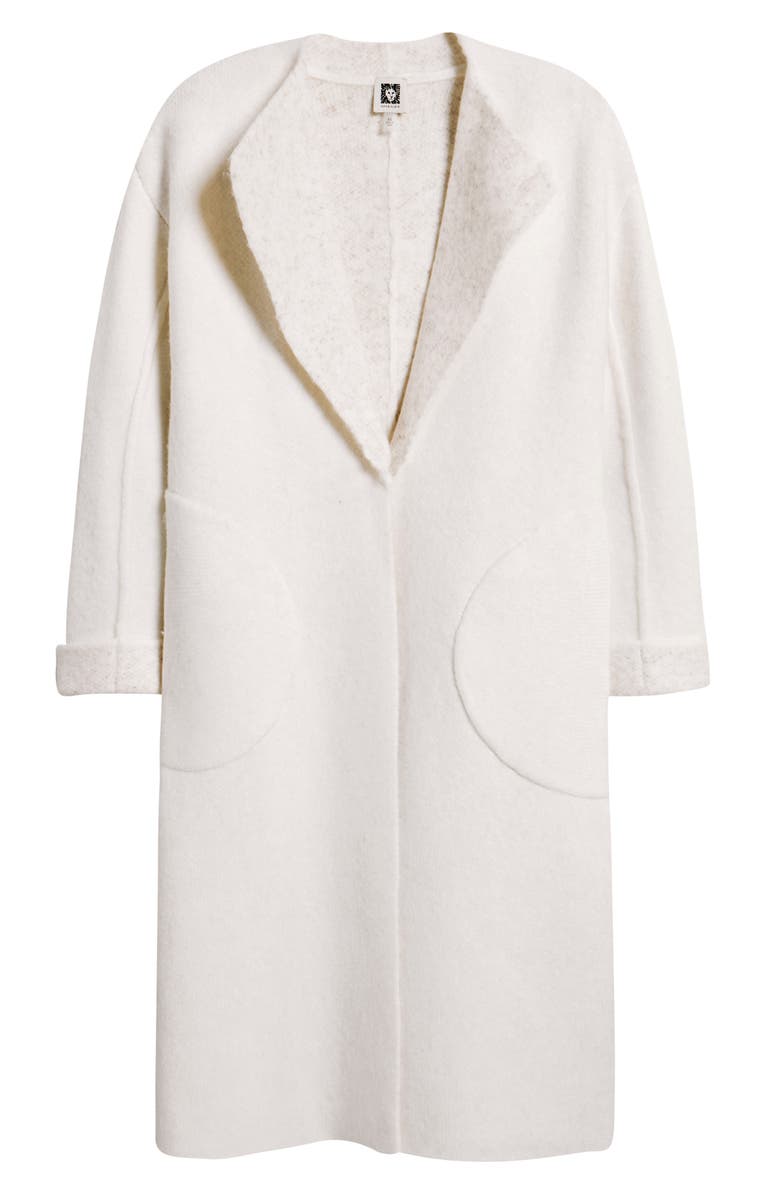 Anne Klein Wing Collar Sweater Coat, Alternate, color, White Dove Heather