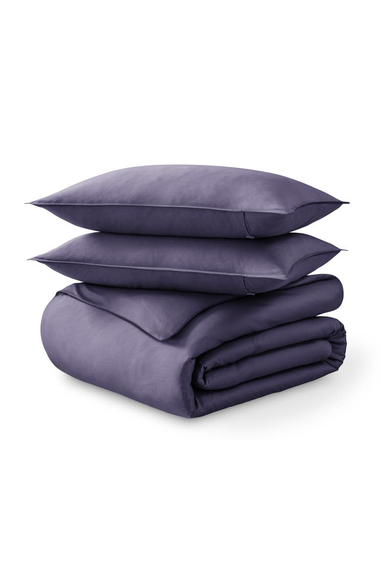 Organic Cotton Sateen Duvet Cover and Sham Set, Main, color, Dusty Purple