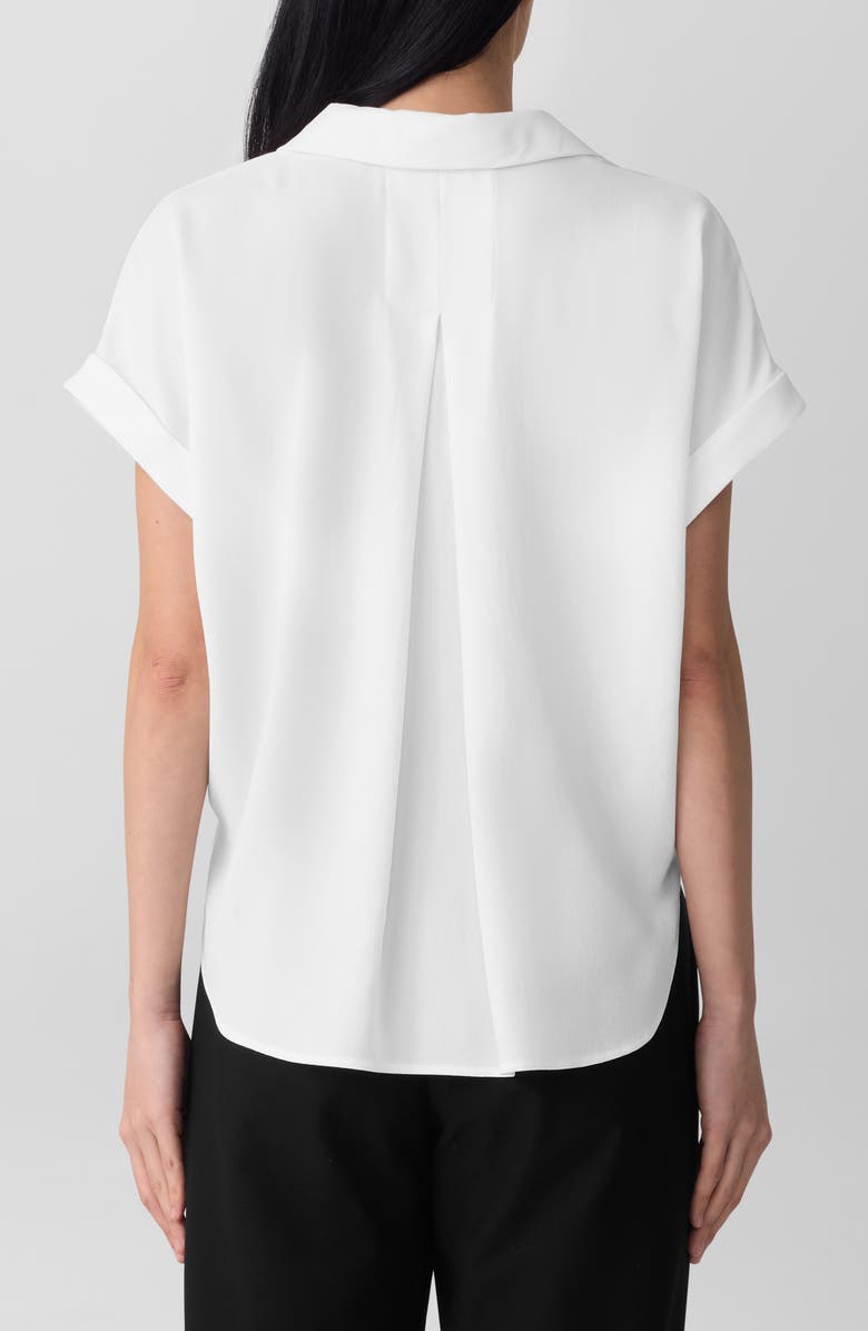 Eileen Fisher Notched Collar Silk Top, Alternate, color, Ivory