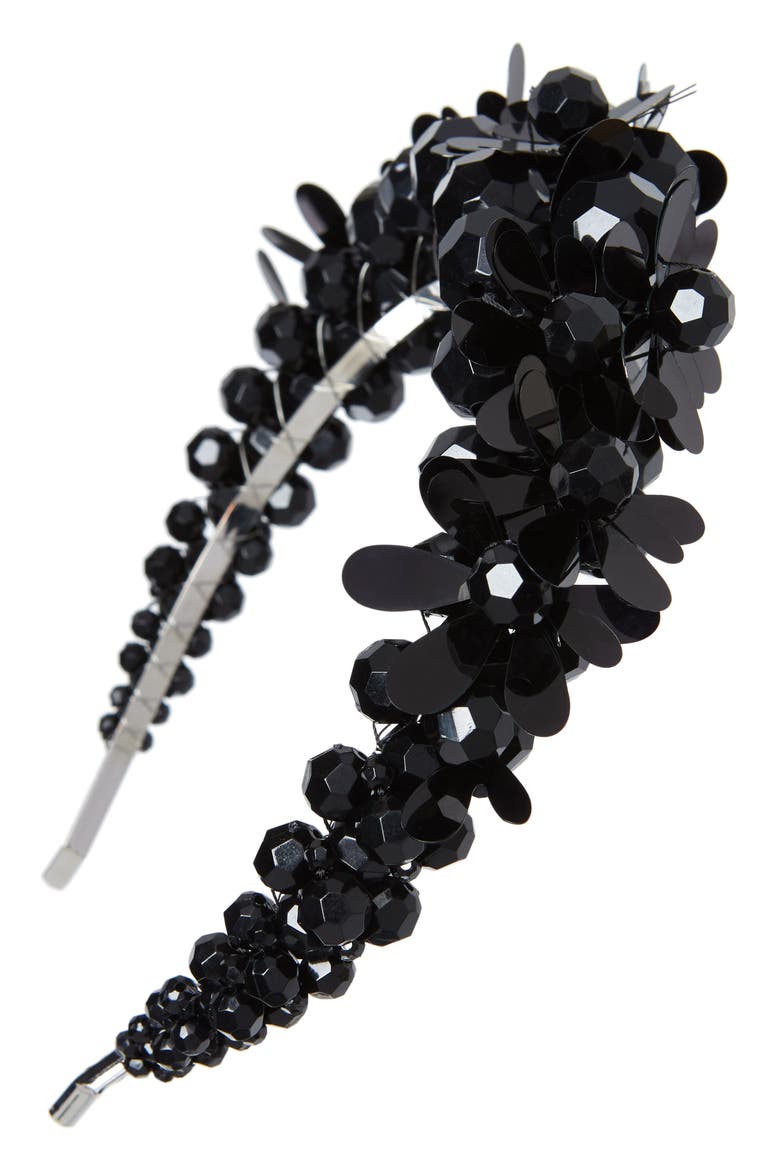 Chunky Embellished Headband, Main, color, JET