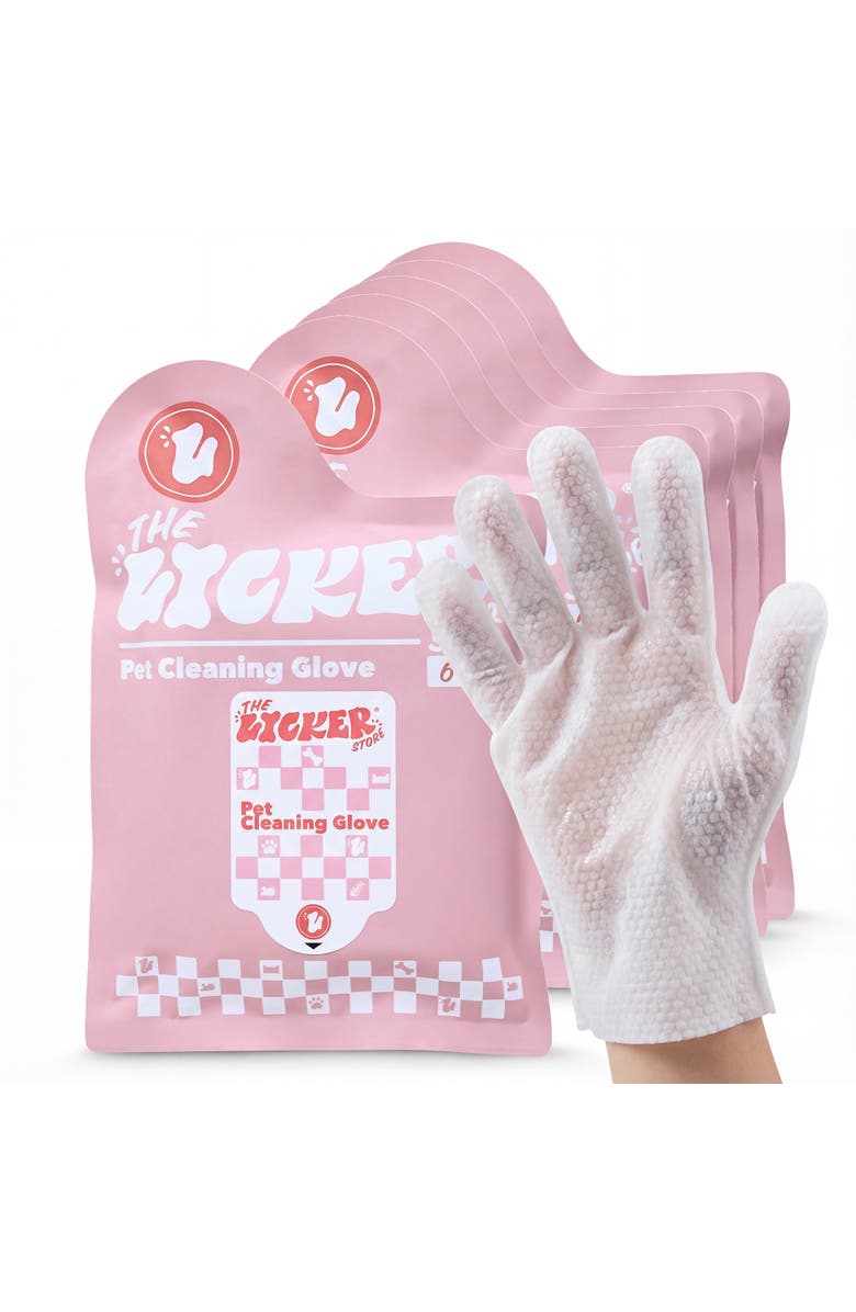 The Licker Store Dog Grooming Soft Glove Hypoallergenic Wipes for Dogs and Cats, Main, color, 6Pack (6Ct)