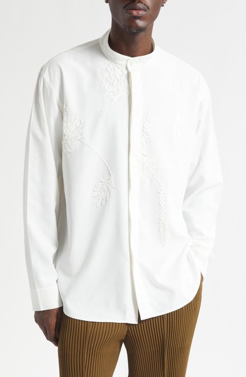 Pressed Embroidery Button-Up Shirt