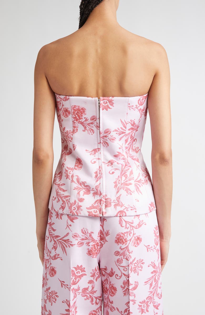 Emilia Wickstead Floral Damask Strapless Top, Alternate, color, Damask Floral Pink