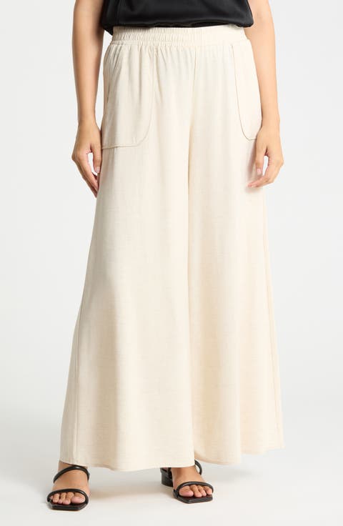 Wide Leg Linen Blend Pants