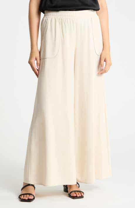 Wide Leg Linen Blend Pants