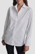 DKNY Jeans Faux Pearl Embellished Button-Up Shirt