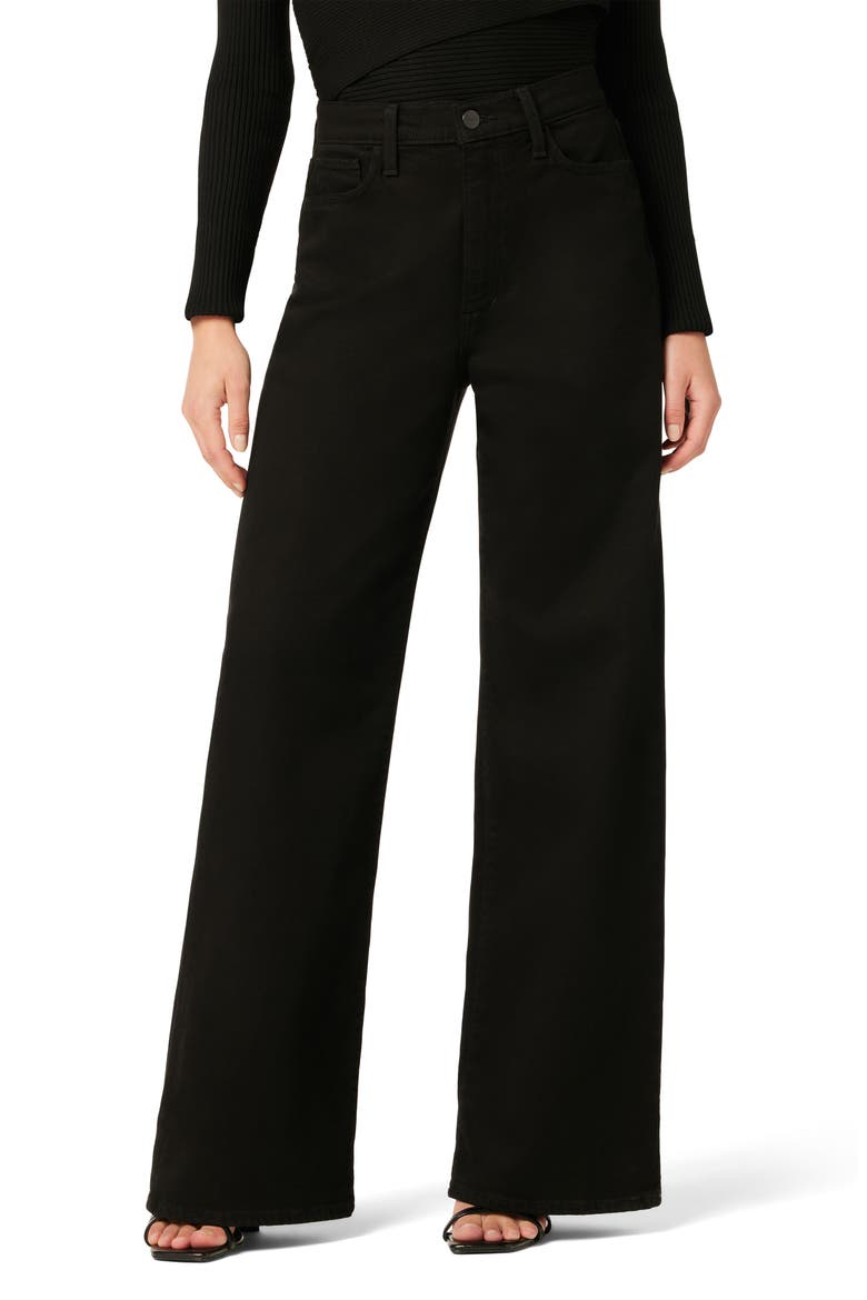 The Mia Petite High Waist Wide Leg Jeans, Main, color, BLACK