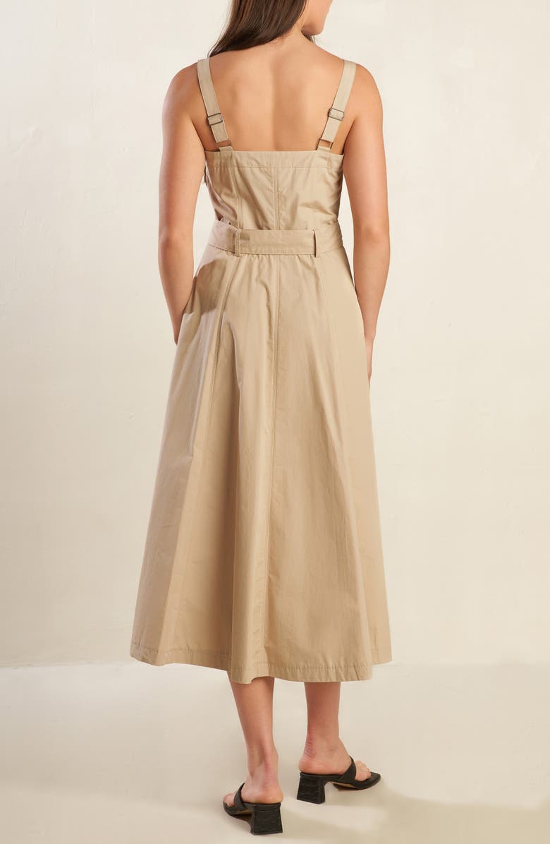 FREEMARKET Belted Cotton Zip-Up Midi Dress, Alternate, color, 