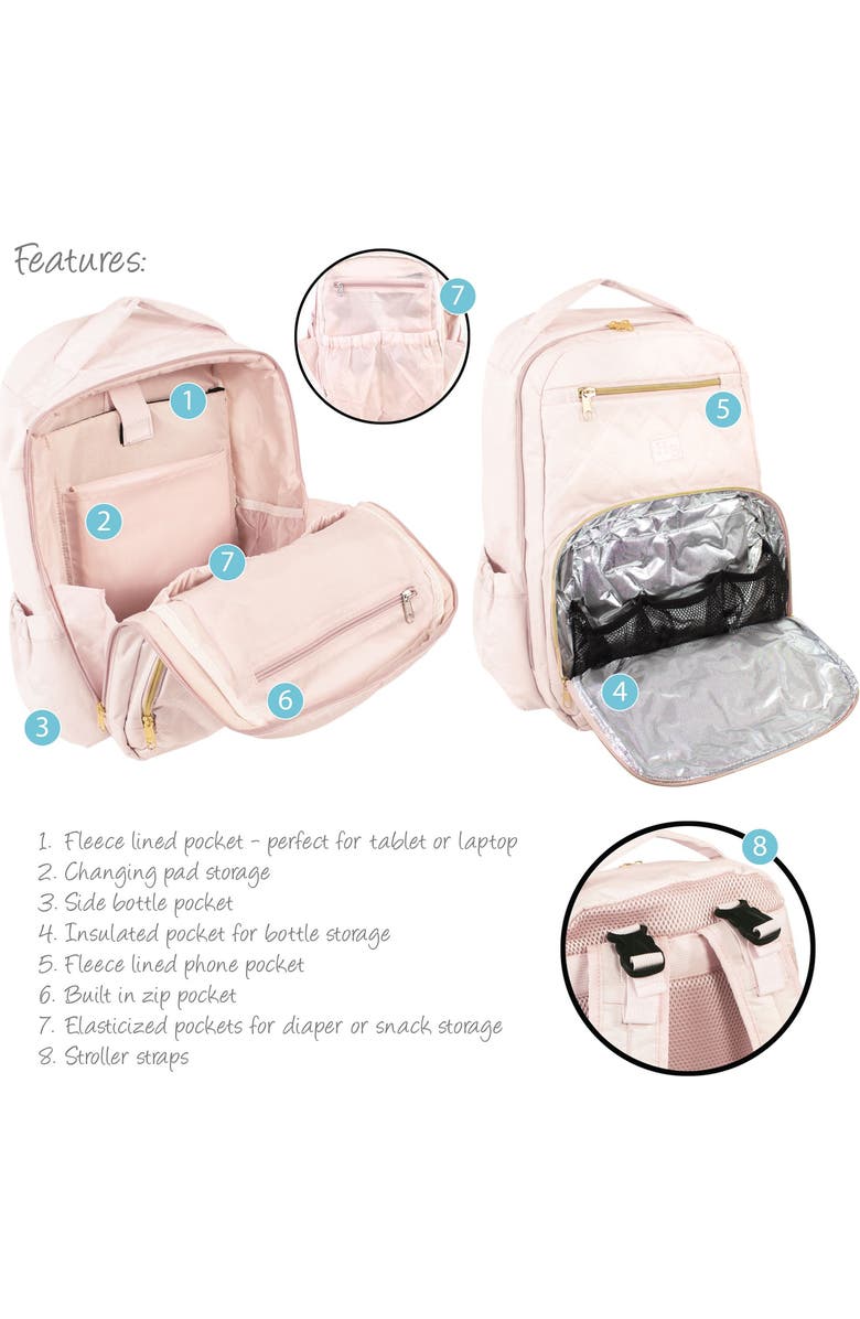 Hudson Baby Luxury Diaper Backpack Kit with Portable Changing Mat, Alternate, color, Powder Pink