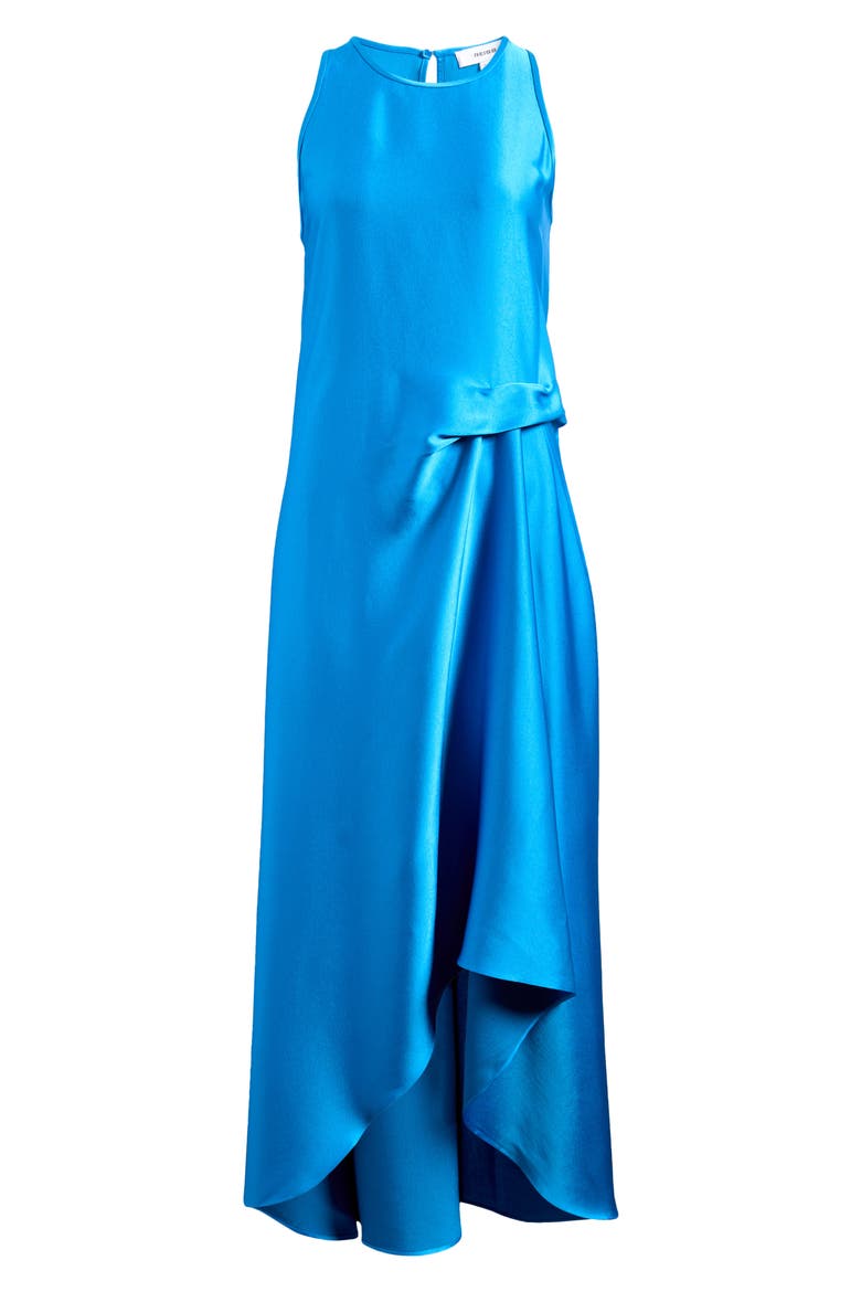 Micah Sleeveless Satin High-Low Maxi Dress, Alternate, color, BLUE