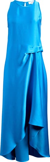 Micah Sleeveless Satin High-Low Maxi Dress