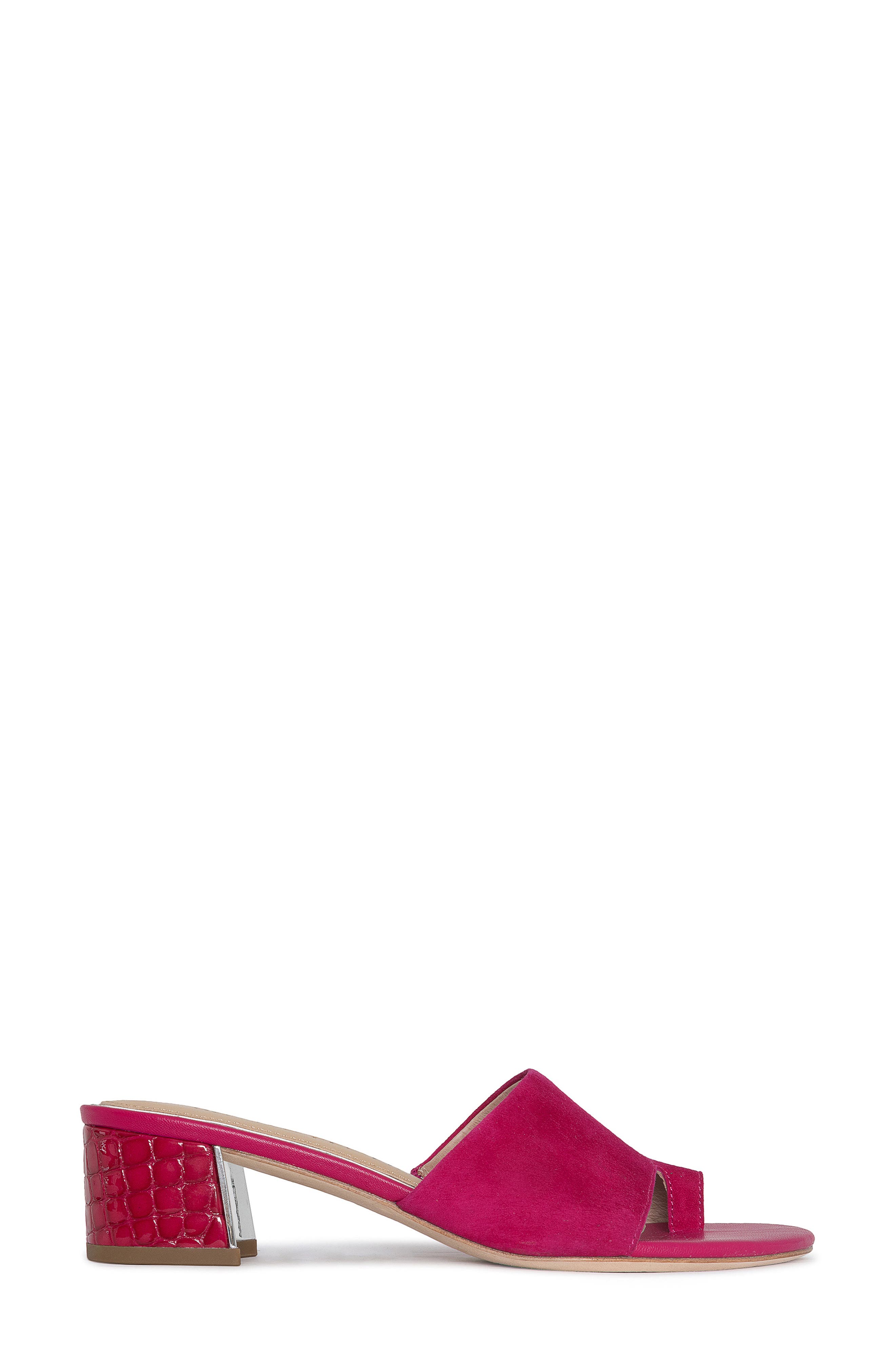 Snakeskin Embossed Block Heel Sandal, Alternate, color, MAGENTA