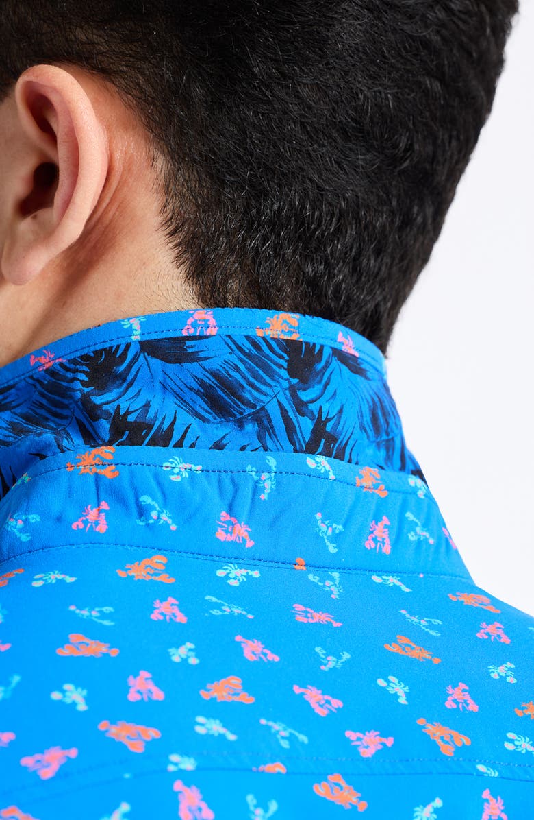 Robert Graham Lobster Roll Knit Short Sleeve Button-Up Shirt, Alternate, color, Blue