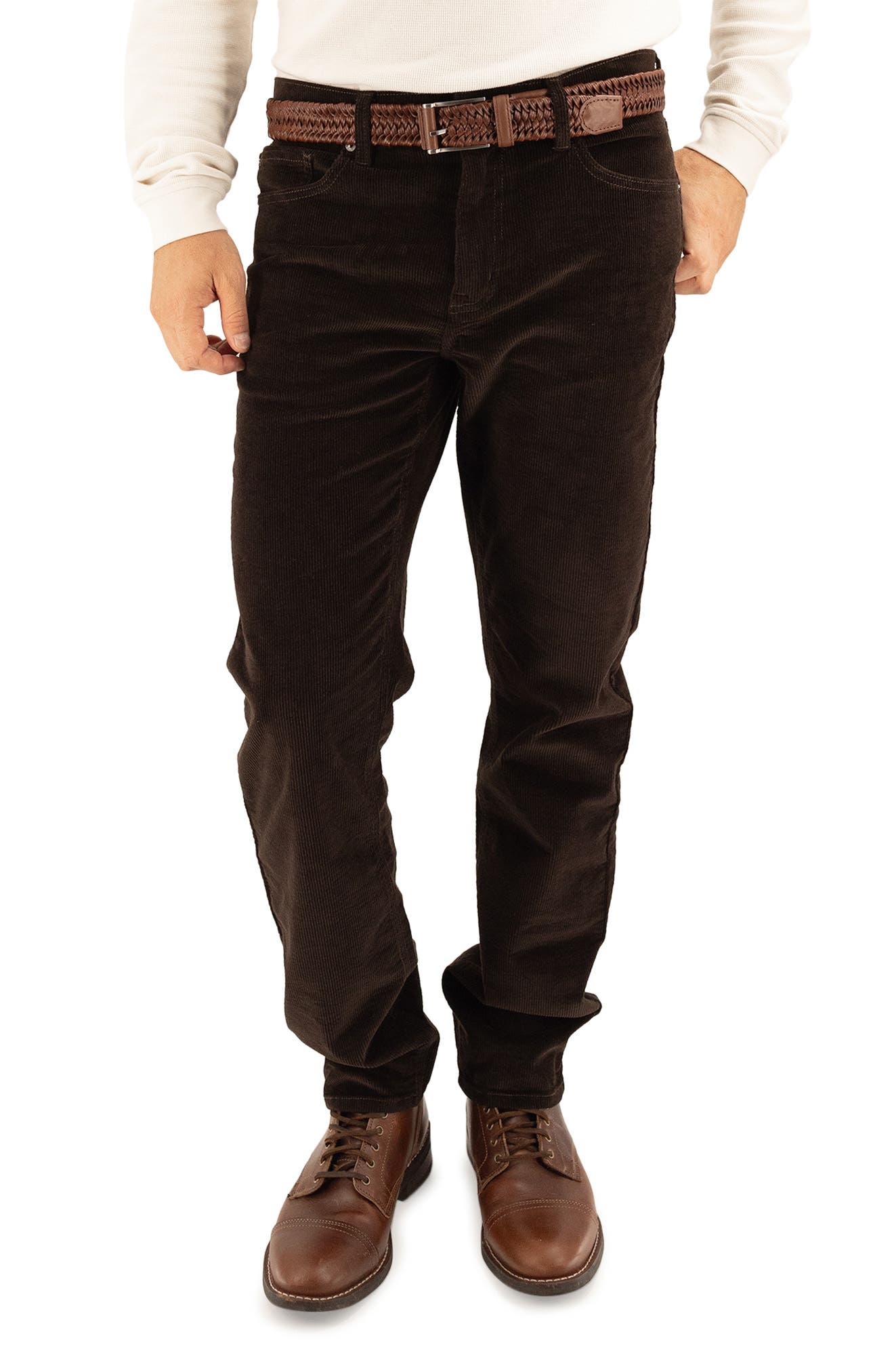 Devil-Dog Dungarees Stretch Corduroy Five Pocket Pants in Dark Roast 