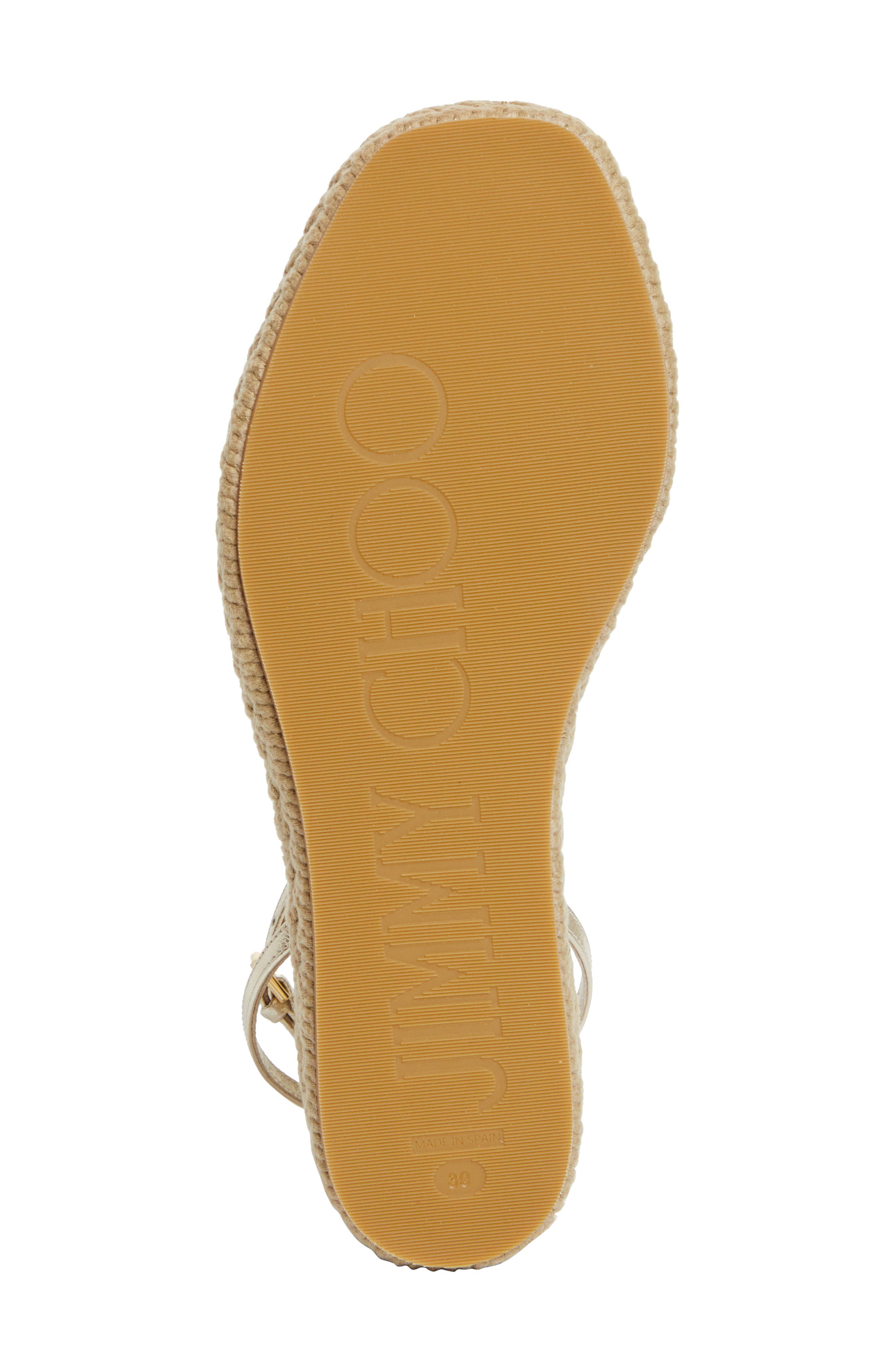 Jimmy Choo Aella Metallic Leather Espadrille Wedge Sandal, Alternate, color, Champagne