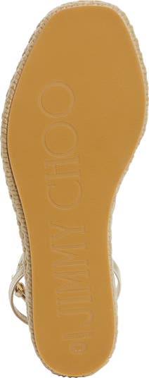 【Jimmy Choo】AELLA WEDGE 60◆0000095000GTJ Aella Wedge 60 | Gold Raffia Wedge Sandals | JIMMY CHOO