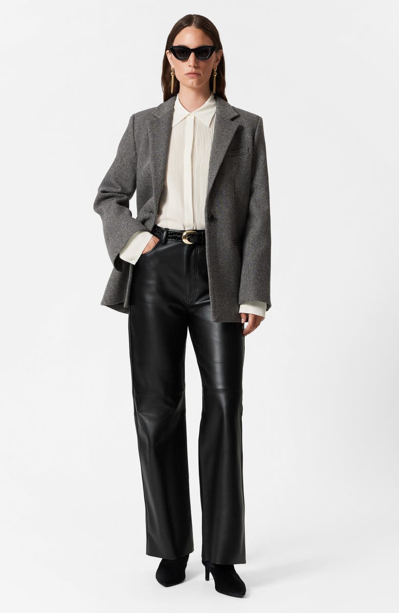 & Other Stories Tie Waist Blazer, Alternate, color, Grey Dark Diagonal Stripe