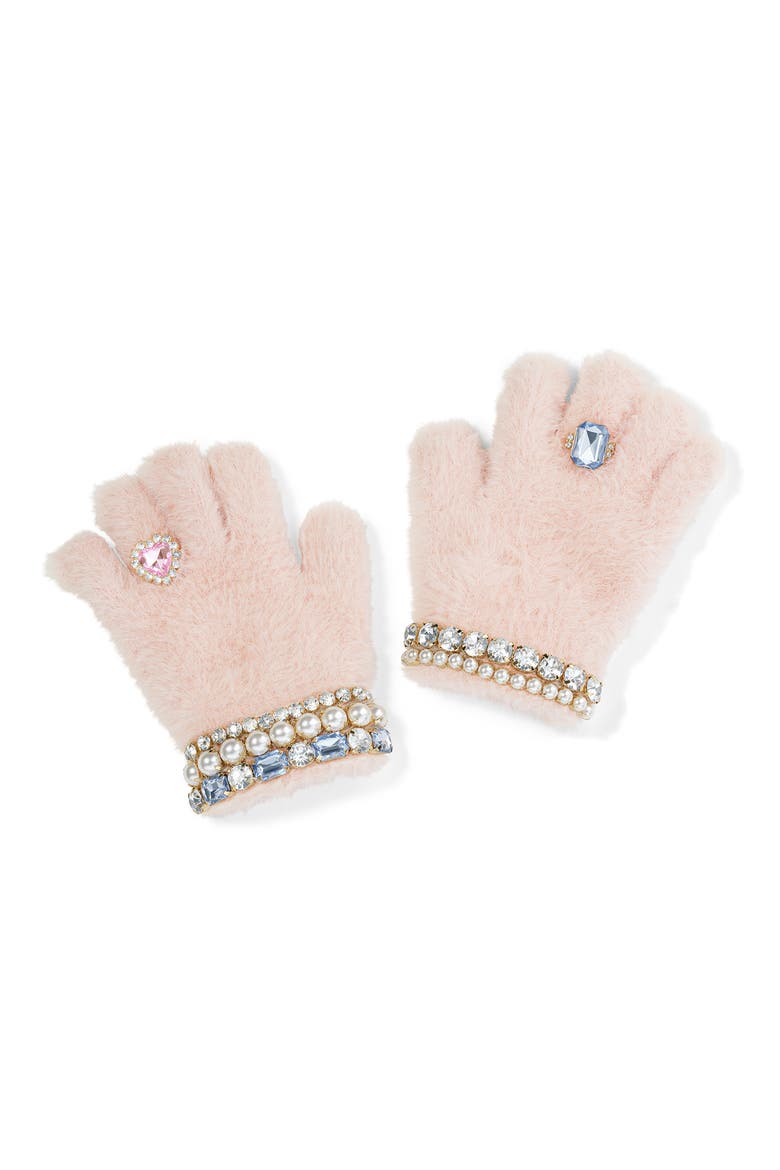 Kids' Embellished Chenille Gloves, Main, color, PINK