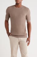 Emporio Armani Short Sleeve Textured Wool Crewneck Sweater