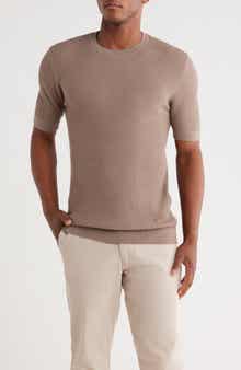 Emporio Armani Short Sleeve Textured Wool Crewneck Sweater